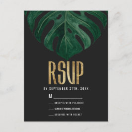 Cartão Postal RSVP Dourado de Folha de Queijo Tropical Suíça Mod