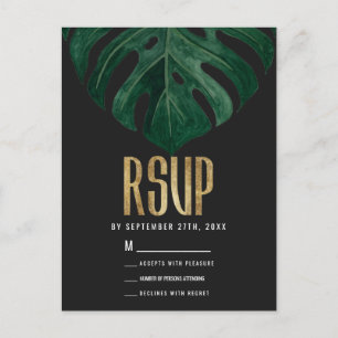 Cartão Postal RSVP Dourado de Folha de Queijo Tropical Suíça Mod