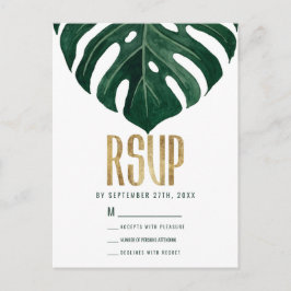 Cartão Postal RSVP Dourado de Folha de Queijo Tropical Suíça Mod