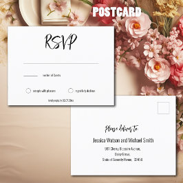 Cartão Postal 💍 RSVP Elegante minimalista e número de convidado