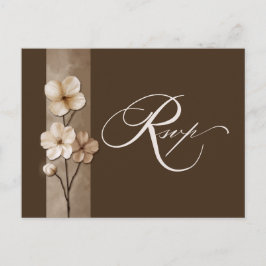 Cartão Postal RSVP Floral Botânico Bege Areia Desenhado à Mão