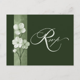 Cartão Postal RSVP Floral Botânico Desenhado à Mão em Verde Sálv