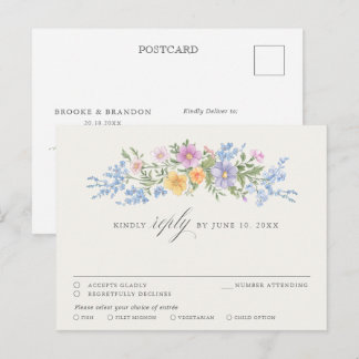 Cartão Postal RSVP Floral Chic Jardim de Primavera Ornato Pastel