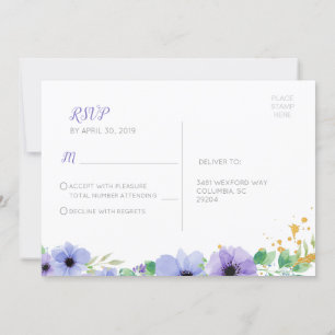 Cartão postal RSVP Floral Romântico Roxado