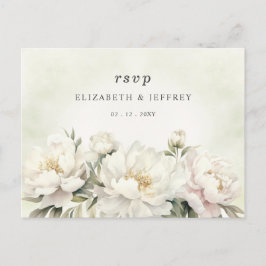 Cartão Postal RSVP Floral Rustic Elegant Greenery White