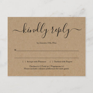 Cartão postal RSVP - Kraft Rustic