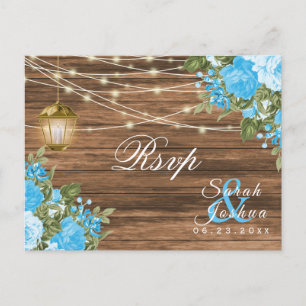 Cartão Postal RSVP - Madeira, Lanternas e Flor Azul-Bebê