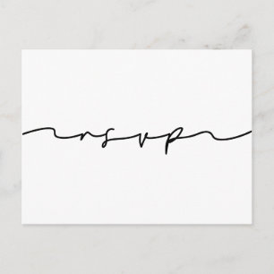 Cartão Postal RSVP manuscrito minimalista