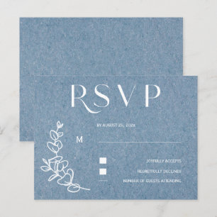 Cartão Postal RSVP para Casamento em Azul Empoeirado