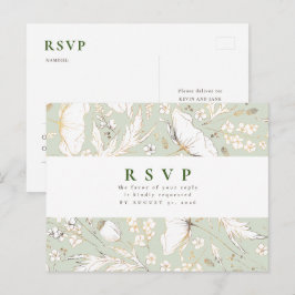 Cartão Postal RSVP Pos de Casamento de Flores Selvagens Retornad