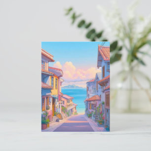 Cartão Postal Rua à Beira-Mar Pastel de Okinawa