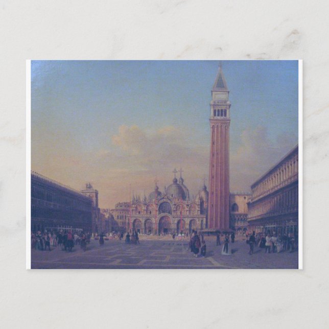Cartão Postal Rua. A Praça de Mark em Veneza com militares austr (Frente)