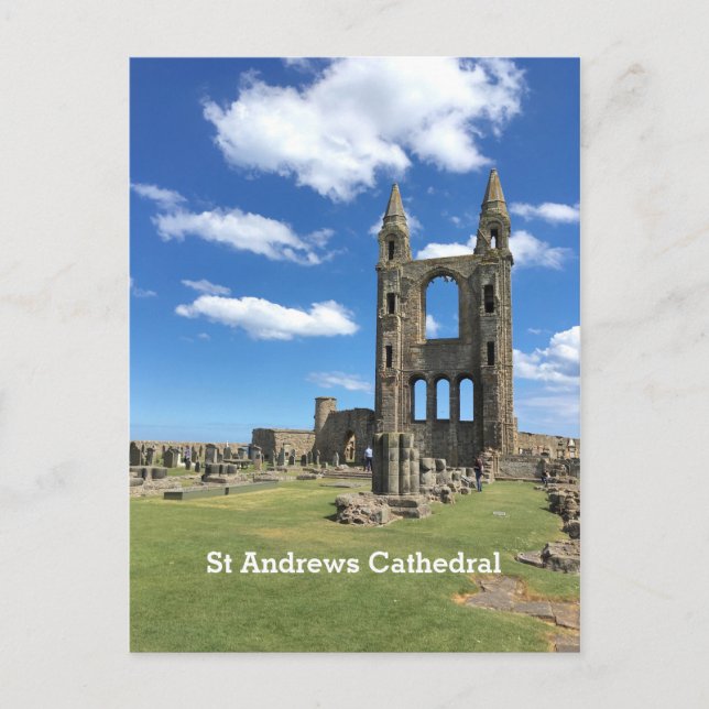 Cartão Postal Rua Andrews Scotland Catedral Ruins Skies Sunny (Frente)