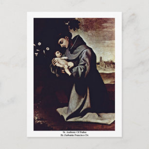 Cartão Postal Rua. Anthony Of Padua Por Zurbarán Francisco De