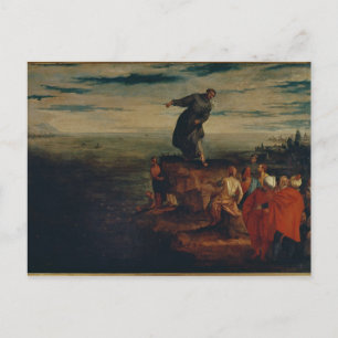 Cartão Postal Rua. Anthony pregando no Peixe, c.1580