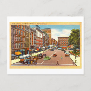 Cartão Postal Rua Asilo em Hartford, Connecticut, Vintage