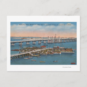 Cartão Postal Rua. Augustine, FL - Vista da Ponte de Leões
