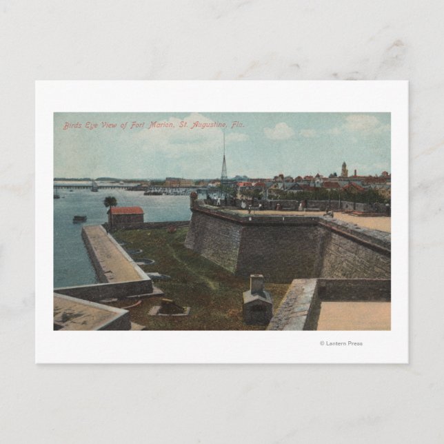 Cartão Postal Rua, Augustine, Flórida - Áreas de Ft. Marion (Frente)