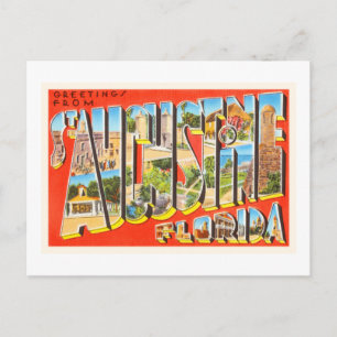 Cartão Postal Rua Augustine Florida FL Viagens vintage Souvenir