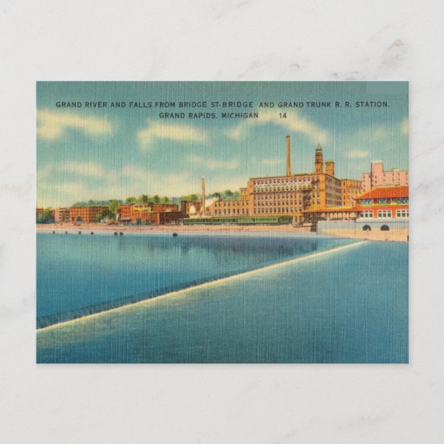 Cartão Postal Rua Bridge, Grand Rapids, Michigan (Frente)