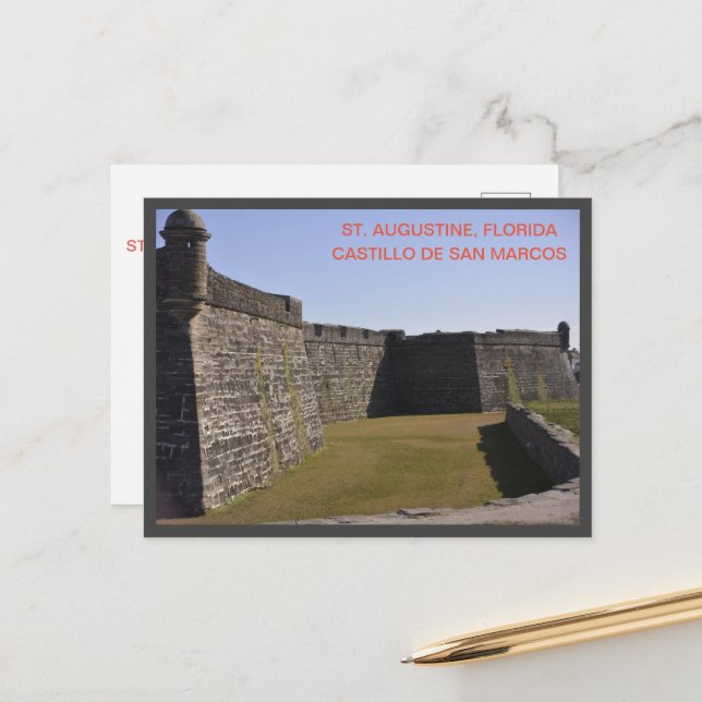 Cartão Postal Rua Castillo de San Marcos, Augustine Florida (Frente/Verso In Situ)