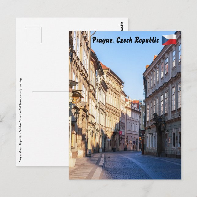 Cartão Postal Rua Celetna no Centro Histórico de Praga (Frente/Verso)