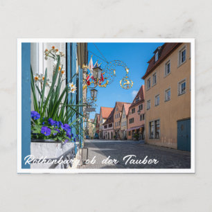 Cartão Postal Rua com flores em Rothenburg ob der Tauber