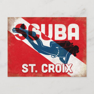 Cartão Postal Rua Croix Scuba Diver - Retro Azul