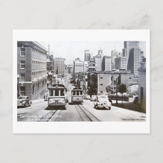 Cartão Postal Rua da Califórnia, São Francisco, Califórnia Vinta (Frente)