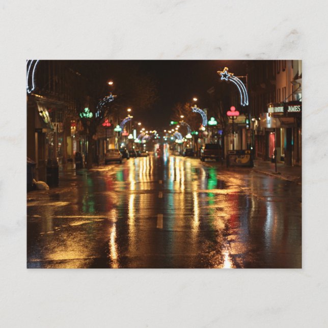 Cartão Postal Rua da cidade à noite (Frente)