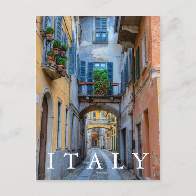 Cartão Postal Rua da cidade estreita, Itália (Frente)