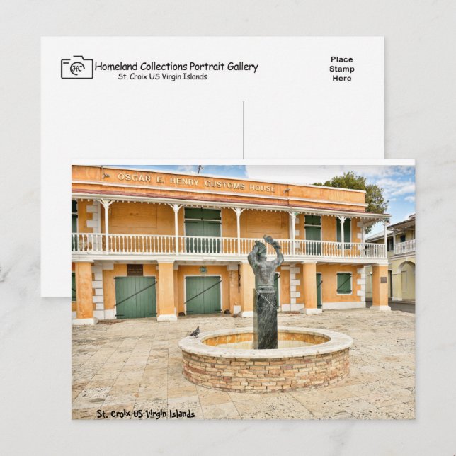 Cartão Postal RUA das Ilhas Virgens dos EUA. Caribe Croix USVI (Frente/Verso)