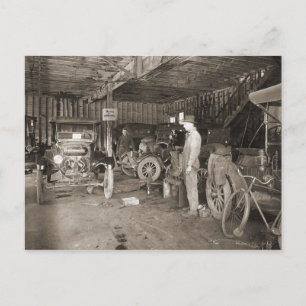 Cartão Postal Rua de cereja. Garagem por volta de 1925