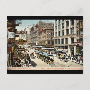 Cartão Postal Rua de Chicago IL Vintage 1905