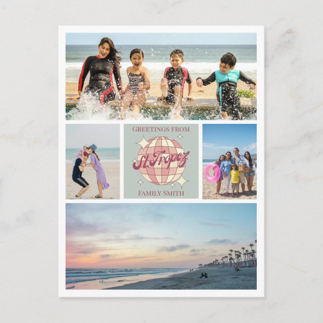 Cartão Postal Rua de colagem fotográfica Família Tropez Férias d (Frente)