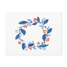 Rua de inverno. Folhas azuis e bagas vermelhas