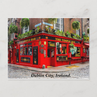 Cartão Postal Rua de paralelepípedos Temple Bar em Dublin, Irlan