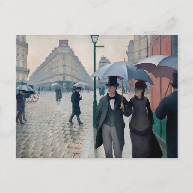 Cartão Postal Rua de Paris em Dia Chuvoso de Gustave Caillebotte (Frente)