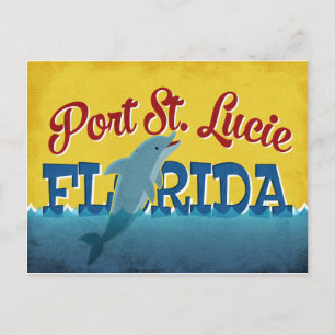 Cartão Postal Rua de Porto Lucie Flórida Viagens vintage Retroat