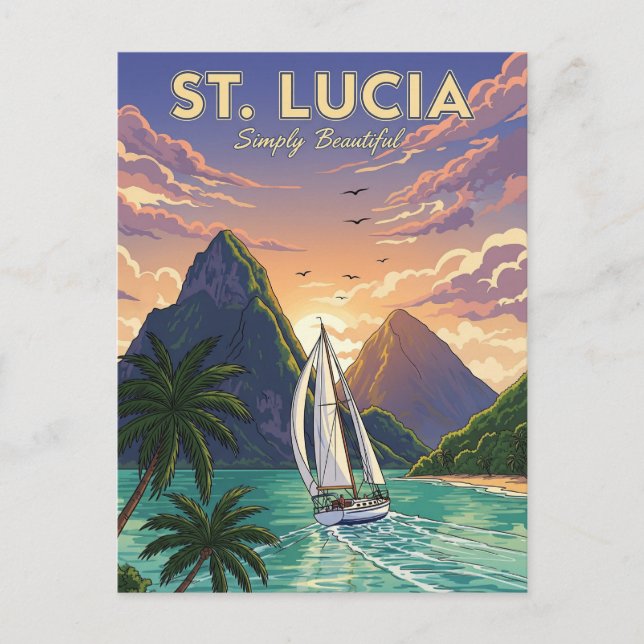 Cartão Postal Rua de vela na viagem. Lucia Caribe (Frente)