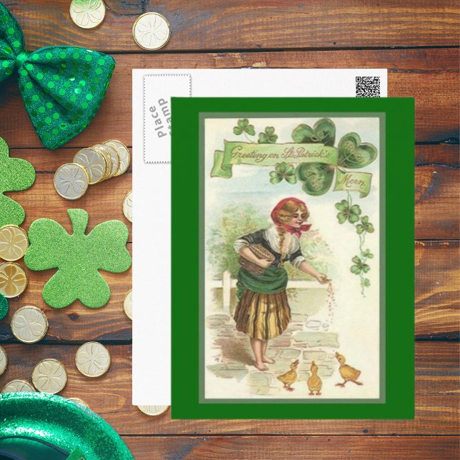 Cartão Postal Rua de Vintage. (Vintage St. Patrick's Morn Postcard)