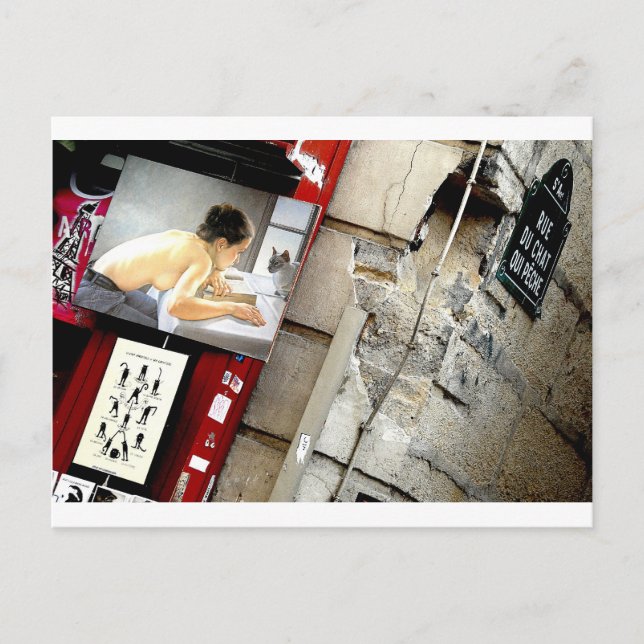 Cartão Postal Rua do Gato de Pesca - Paris (Frente)