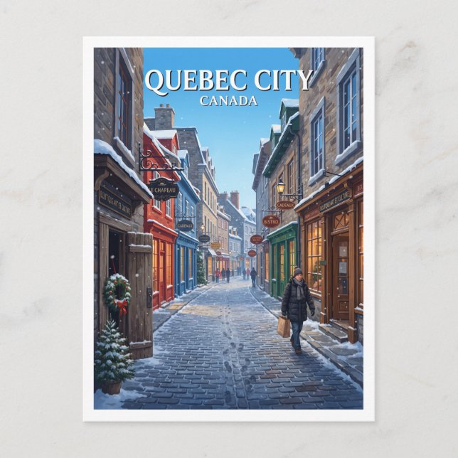 Cartão Postal Rua du Petit-Champlain, Velha Quebec Canadá (Frente)
