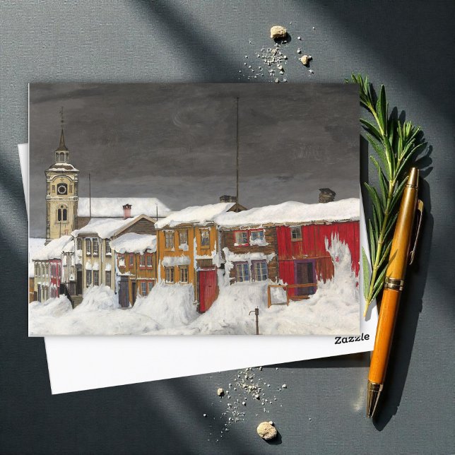 Cartão Postal Rua em Røros, no inverno, no inverno, na arte fina (Criador carregado)