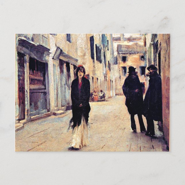 Cartão Postal Rua em Veneza por John Singer Sargent (Frente)