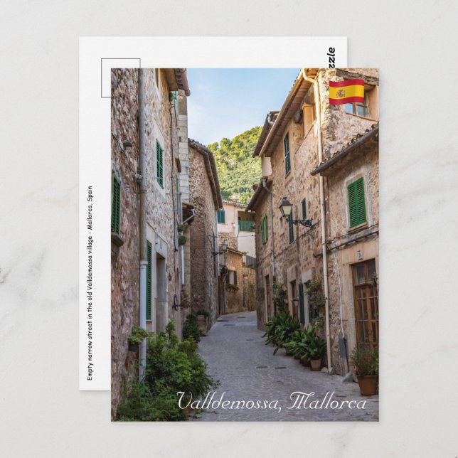 Cartão Postal Rua estreita da aldeia de Valldemossa - Maiorca (Frente/Verso)
