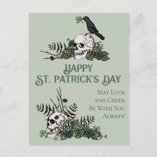 Cartão Postal Rua Feliz dos Skulls Verdes Irlandeses. Dia de Pat