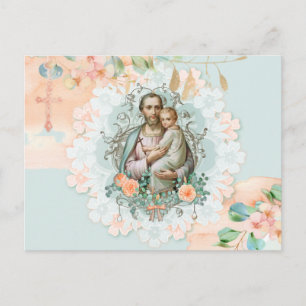 Cartão Postal Rua Floral Religiosa Joseph Jesus Eucalyptus Peach