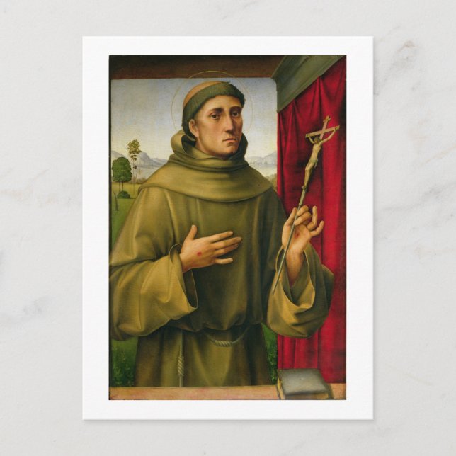Cartão Postal Rua. Francis of Assissi, c.1490 (tempera no painel (Frente)