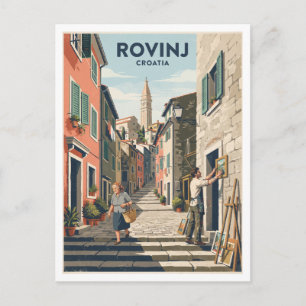 Cartão Postal Rua Grisia, Rovinj, Ístria, Croácia Viagem